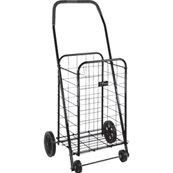 Black Metal Folding Grocery Shopping Cart with Wheels