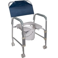 Drive Medical Portable Shower Chair Commode with Wheels