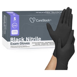 CareStock Black Nitrile Exam Gloves