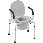 Drop-Arm Steel Commode
