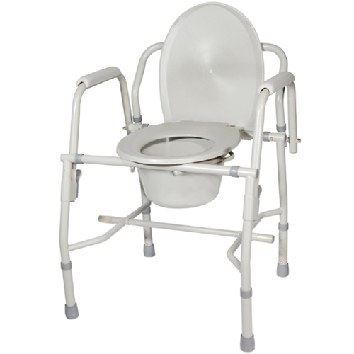 Drive Medical Steel Drop Arm Commode with Padded Arms