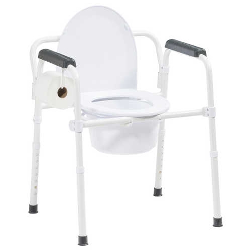 ​Drive Medical Folding Commode with Toilet Paper Holder