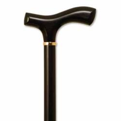 Wood Cane Fritz Handle and Collar - Black