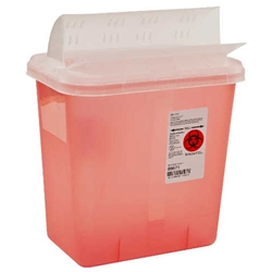 Monoject Sharps Container with Horizontal-Drop Opening Lid